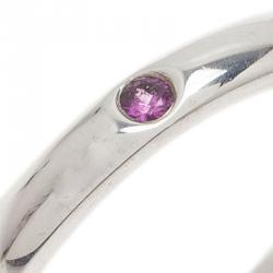 Pre Owned Tiffany & Co. Elsa Peretti Pink Sapphire Silver Band Ring Size 50.5
