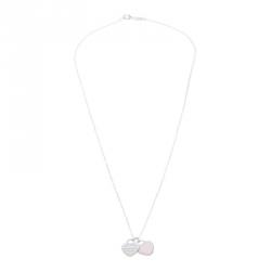 Pre Owned Tiffany & Co. Return To Tiffany Double Heart Tag Pink Pendant Necklace