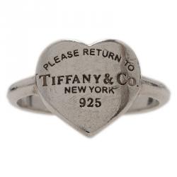 Pre Owned Tiffany & Co. Return To Tiffany Heart Signet Silver Ring Size 49