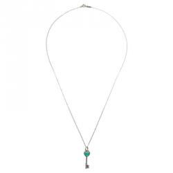 Pre Owned Tiffany & Co. Tiffany Keys Heart Key Silver Charm Necklace