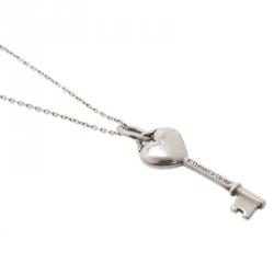 Pre Owned Tiffany & Co. Tiffany Keys Heart Key Silver Charm Necklace