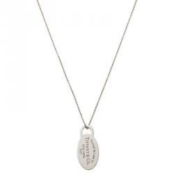 Pre Owned Tiffany & Co. Return To Tiffany Oval Small Tag Silver Pendant Necklace