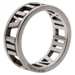 Pre Owned Tiffany & Co. Atlas Silver Open Band Ring Size 51