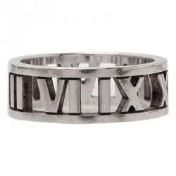 Pre Owned Tiffany & Co. Atlas Silver Open Band Ring Size 51