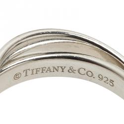 Pre Owned Tiffany & Co. 1837 Interlocking Circles Silver Ring Size 57