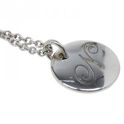 Pre Owned Tiffany & Co. Alphabet Letter N Silver Pendant Necklace