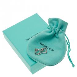 Pre Owned Tiffany & Co. Elsa Peretti Open Heart Silver Stud Earrings