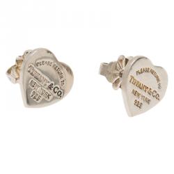 مملوكة مسبقًا Tiffany & Co. Return To Tiffany Mini Heart Tag Silver Stud Earrings
