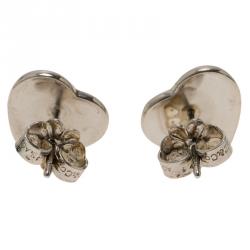 مملوكة مسبقًا Tiffany & Co. Return To Tiffany Mini Heart Tag Silver Stud Earrings