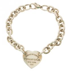 Pre Owned Tiffany & Co. Return to Tiffany Heart Tag Silver Bracelet
