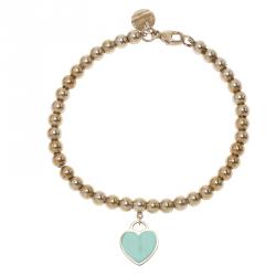 Pre Owned Tiffany & Co. Return to Tiffany Enamel Heart Tag Silver Beads Bracelet
