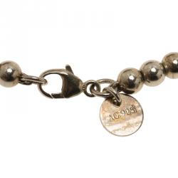 Pre Owned Tiffany & Co. Return to Tiffany Enamel Heart Tag Silver Beads Bracelet