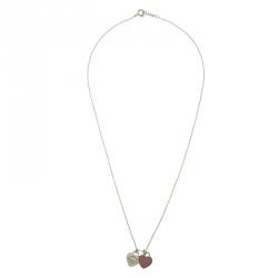 Pre Owned Tiffany & Co. Return to Tiffany Pink Enamel and Silver Heart Pendant Necklace