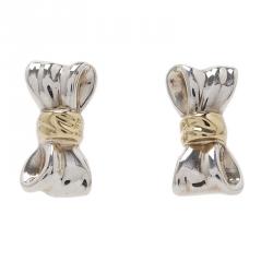 Pre Owned Tiffany & Co. Bow Silver Clip On Earrings