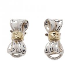 Pre Owned Tiffany & Co. Bow Silver Clip On Earrings