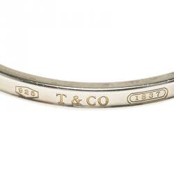 Pre Owned Tiffany & Co. 1837 Narrow Silver Open Cuff Bracelet Size 15CM
