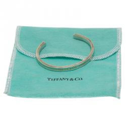 Pre Owned Tiffany & Co. 1837 Narrow Silver Open Cuff Bracelet Size 15CM