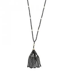 Pre Owned Tiffany & Co. Ziegfeld Onyx Pearls Long Silver Tassel Necklace 