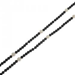 Pre Owned Tiffany & Co. Ziegfeld Onyx Pearls Long Silver Tassel Necklace 