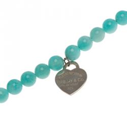 Pre Owned سوار تيفاني & كو. ريترن تو تيفاني خرز أمازونيتي حلية قلب فضة وخرز 