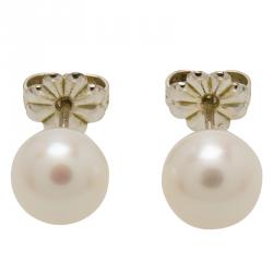 Pre Owned Tiffany & Co. Ziegfeld Collection Freshwater Cultured Pearl Silver Stud Earrings