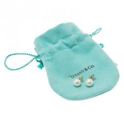 Pre Owned Tiffany & Co. Ziegfeld Collection Freshwater Cultured Pearl Silver Stud Earrings