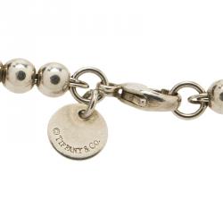 Pre Owned Tiffany & Co. Return to Tiffany Enamel Heart Tag Silver Beads Bracelet 17cm