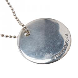 Pre Owned Tiffany & Co.Tiffany Notes Alphabet M disc charm pendant Silver Chain Necklace