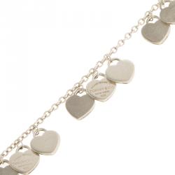 Pre Owned Tiffany & Co. Return to Tiffany Mini Heart Tag Silver Charm Bracelet 18cm