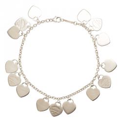 Pre Owned Tiffany & Co. Return to Tiffany Mini Heart Tag Silver Charm Bracelet 18cm