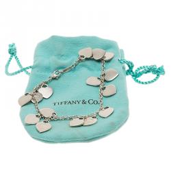 Pre Owned Tiffany & Co. Return to Tiffany Mini Heart Tag Silver Charm Bracelet 18cm