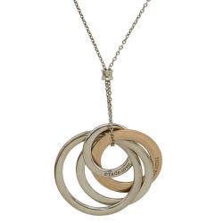 Pre Owned Tiffany &  Co. Tiffany 1837 Rubedo Silver Interlocking Circles Pendant Chain Necklace