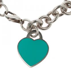 Pre Owned سوار تيفاني & كو. ريترن تو تيفاني إيناميل أزرق قلب وفضة 19 سم