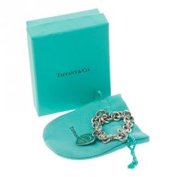 Pre Owned سوار تيفاني & كو. ريترن تو تيفاني إيناميل أزرق قلب وفضة 19 سم