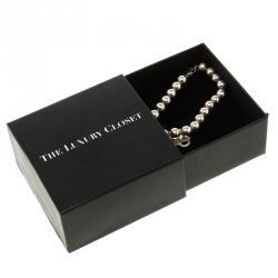 Pre Owned Tiffany & Co. Return To Tiffany Heart Tag Silver Bead Bracelet 18cm