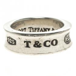 Pre Owned Tiffany & Co. 1837 Silver Band Ring Size 50