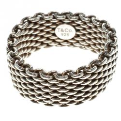 Pre Owned Tiffany & Co. Somerset Silver Band Ring Size 60
