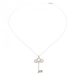 Pre Owned Tiffany & Co. Fleur de Lis Key Silver XL Pendant Necklace