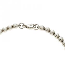 Pre Owned Tiffany & Co. Return to Tiffany Heart Tag Silver Beads Bracelet 17cm