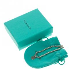 Pre Owned Tiffany & Co. Return to Tiffany Heart Tag Silver Beads Bracelet 17cm