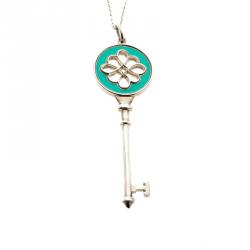 Pre Owned Tiffany & Co. Knot Key Pendant Enamel Silver Necklace