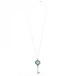 Pre Owned Tiffany & Co. Knot Key Pendant Enamel Silver Necklace