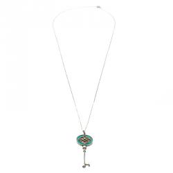Pre Owned Tiffany & Co. Knot Key Pendant Enamel Silver Necklace