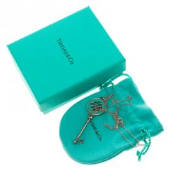 Pre Owned Tiffany & Co. Knot Key Pendant Enamel Silver Necklace