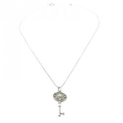 Pre Owned Tiffany & Co. Daisy Key Diamond & Silver Pendant Necklace