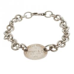 Pre Owned Tiffany & Co Return To Tiffany Oval Tag Silver Bracelet