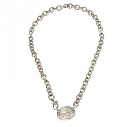 Pre Owned Tiffany & Co Return To Tiffany Oval Tag Silver Necklace 