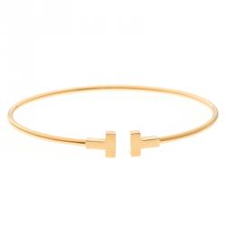 Pre Owned Tiffany & Co. T Narrow Wire Rose Gold Bracelet