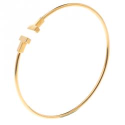 Pre Owned Tiffany & Co. T Narrow Wire Rose Gold Bracelet