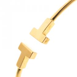 Pre Owned Tiffany & Co. T Narrow Wire Rose Gold Bracelet